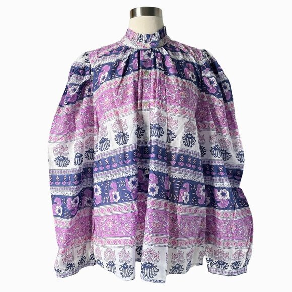 Alix of Bohemia Annabel Lavender Dawn Shirt Purple Blouse XL Cotton - Picture 7 of 11